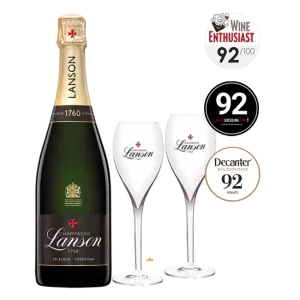 Champagne Lanson, Le Black Création + 2 Champagneglazen