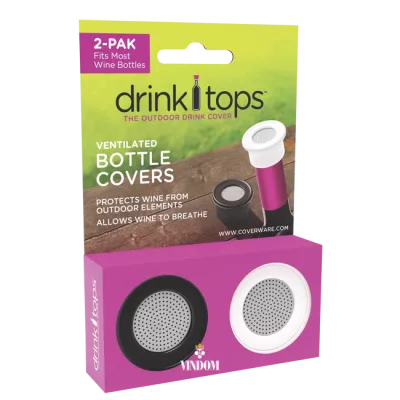 Coverware, Drink Tops, Ventilated Bottle Covers, Zwart/Wit