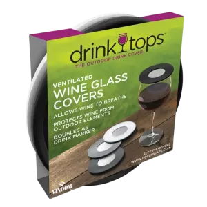 Coverware, Drink Tops, Ventilated Glass Covers, Zwart/Grijs